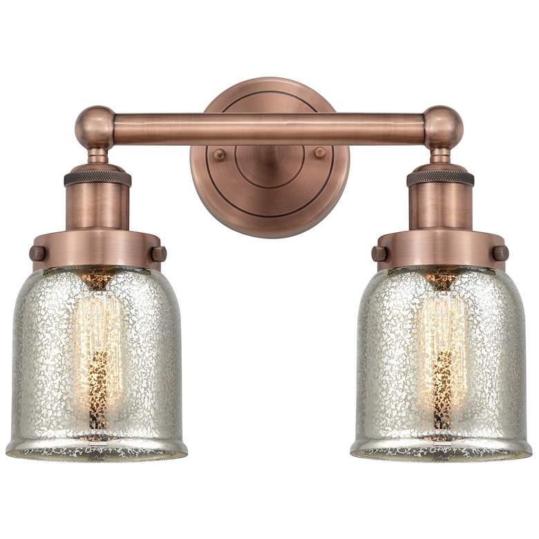 Image 1 Edison Small Bell 15.5"W 2 Light Copper Bath Light With Mercury Shade
