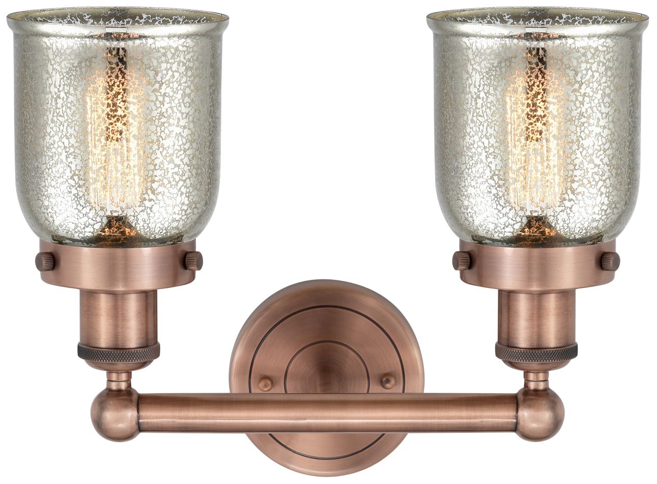 Image 2 Edison Small Bell 15.5"W 2 Light Copper Bath Light With Mercury Shade more views