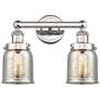 Edison Small Bell 15.5"W 2 Light Nickel Bath Light w/ Mercury Shade