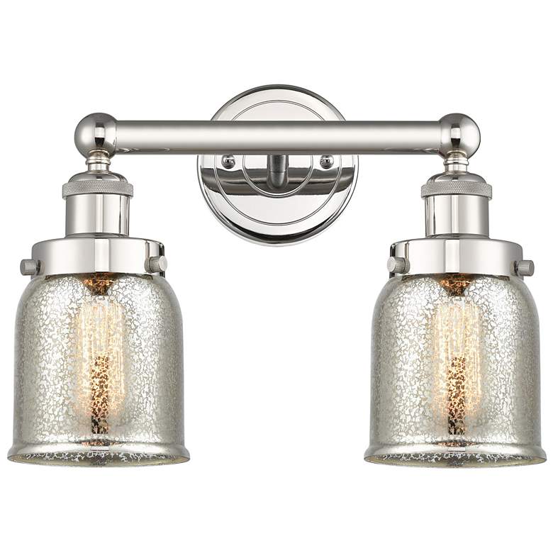 Image 1 Edison Small Bell 15.5"W 2 Light Nickel Bath Light w/ Mercury Shade