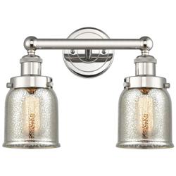 Edison Small Bell 15.5&quot;W 2 Light Nickel Bath Light w/ Mercury Shade