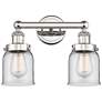 Edison Small Bell 15.5"W 2 Light Polished Nickel Bath Light w/ Clear S
