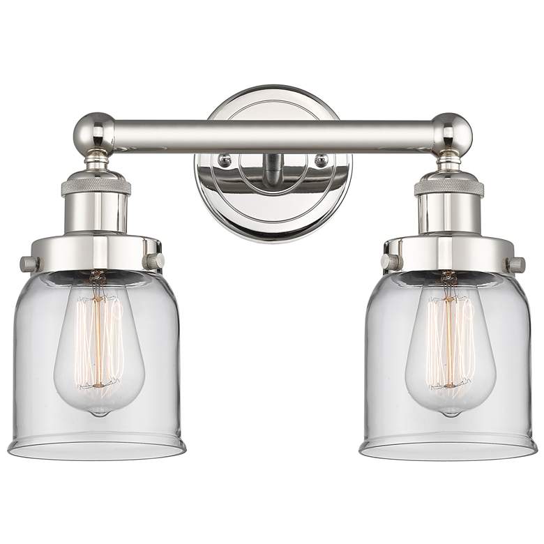 Image 1 Edison Small Bell 15.5"W 2 Light Polished Nickel Bath Light w/ Clear S