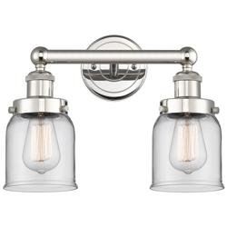 Edison Small Bell 15.5&quot;W 2 Light Polished Nickel Bath Light w/ Clear S