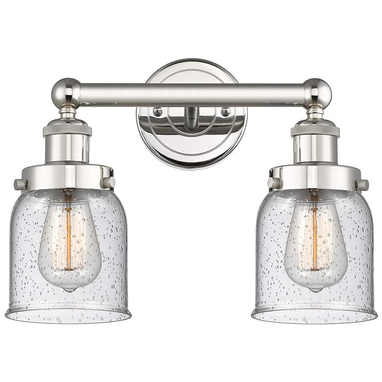 Image 1 Edison Small Bell 15.5"W 2 Light Polished Nickel Bath Light w/ Seedy S