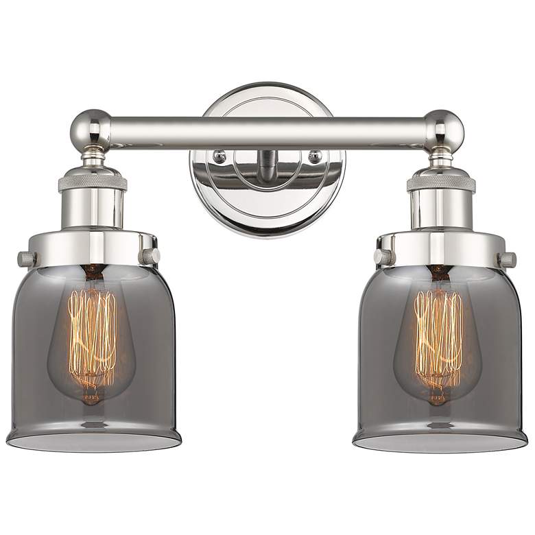 Image 1 Edison Small Bell 15.5 inchW 2 Light Polished Nickel Bath Light w/ Smoke S