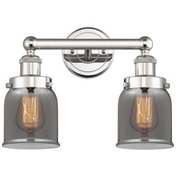 Edison Small Bell 15.5&quot;W 2 Light Polished Nickel Bath Light w/ Smoke S