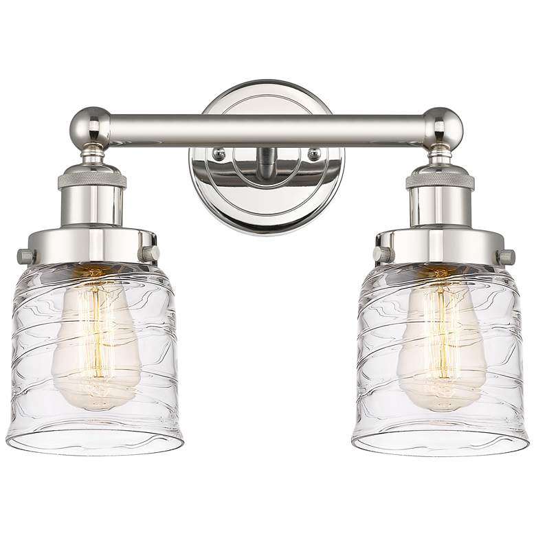 Image 1 Edison Small Bell 15.5"W 2 Light Polished Nickel Bath Light w/ Swirl S