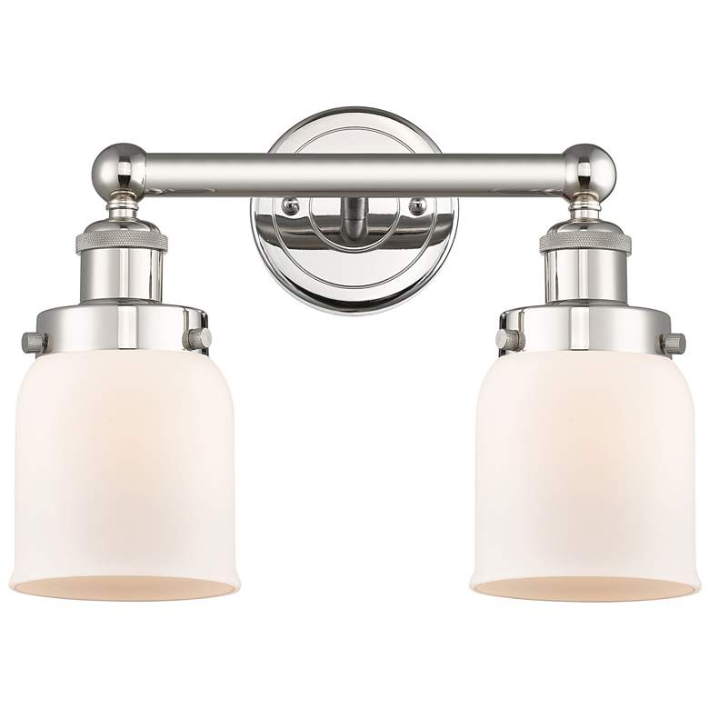 Image 1 Edison Small Bell 15.5"W 2 Light Polished Nickel Bath Light w/ White S