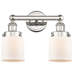 Edison Small Bell 15.5&quot;W 2 Light Polished Nickel Bath Light w/ White S