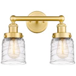 Edison Small Bell 15.5&quot;W 2 Light Satin Gold Bath Light w/ Deco Swirl S