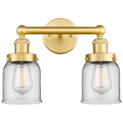 Edison Small Bell 15.5&quot;W 2 Light Satin Gold Bath Light With Clear Shad