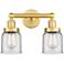 Edison Small Bell 15.5"W 2 Light Satin Gold Bath Light With Clear Shad