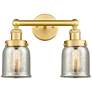 Edison Small Bell 15.5"W 2 Light Satin Gold Bath Light With Mercury Sh
