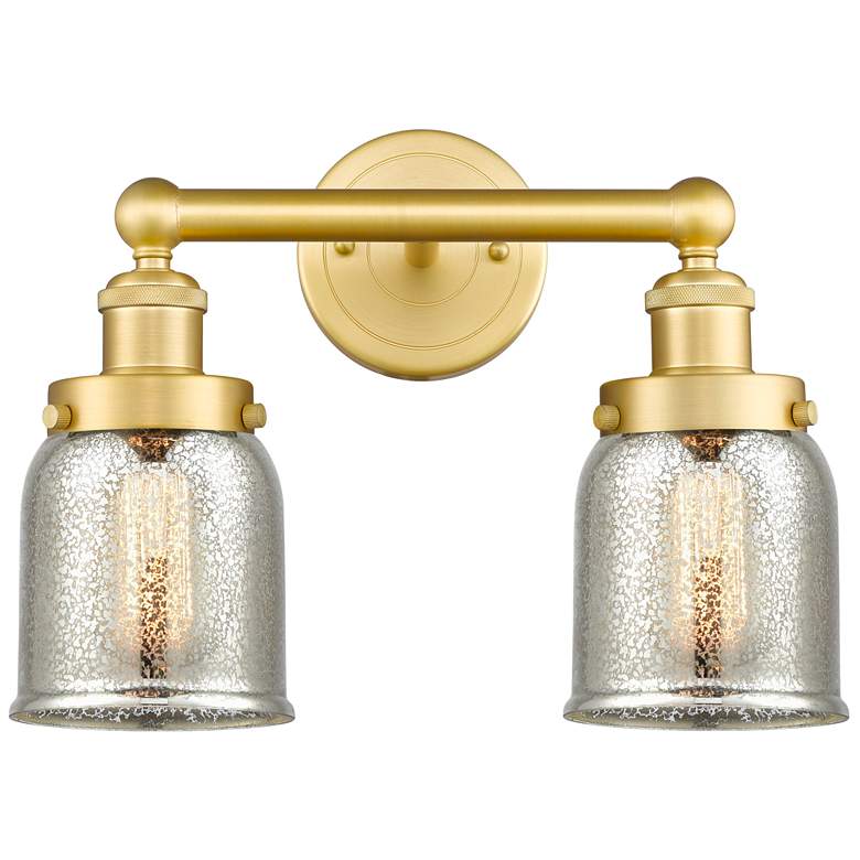 Image 1 Edison Small Bell 15.5"W 2 Light Satin Gold Bath Light With Mercury Sh