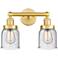 Edison Small Bell 15.5"W 2 Light Satin Gold Bath Light With Seedy Shad