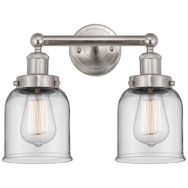 Image 1 Edison Small Bell 16" 2-Light Brushed Nickel Bath Light w/ Clear Shade