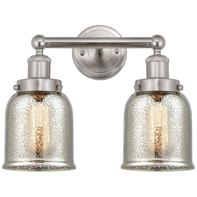 Image 1 Edison Small Bell 16" 2-Light Brushed Nickel Bath Light w/ Mercury Sha