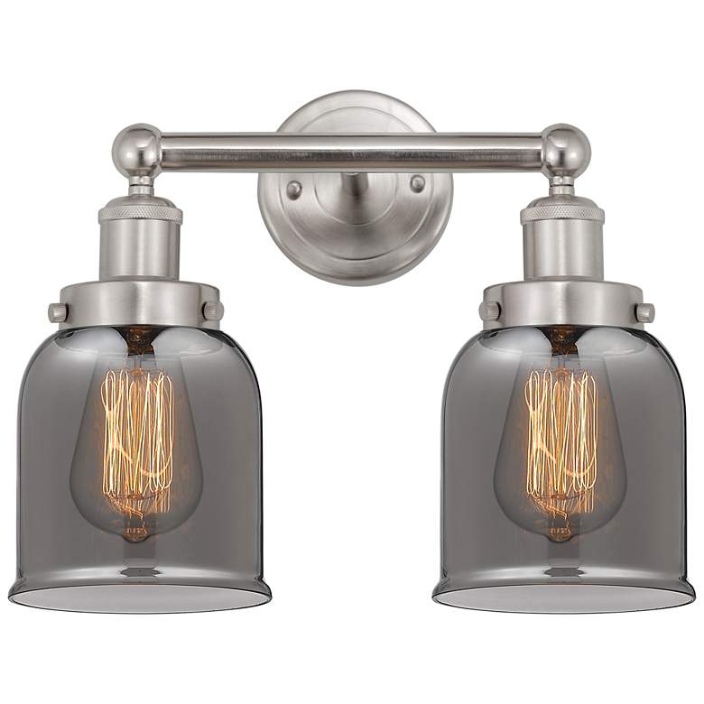 Image 1 Edison Small Bell 16" 2-Light Brushed Nickel Bath Light w/ Smoke Shade