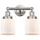 Edison Small Bell 16" 2-Light Brushed Nickel Bath Light w/ White Shade