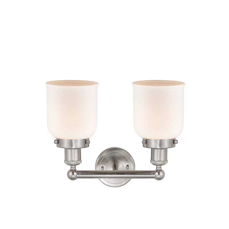 Image 2 Edison Small Bell 16" 2-Light Brushed Nickel Bath Light w/ White Shade more views
