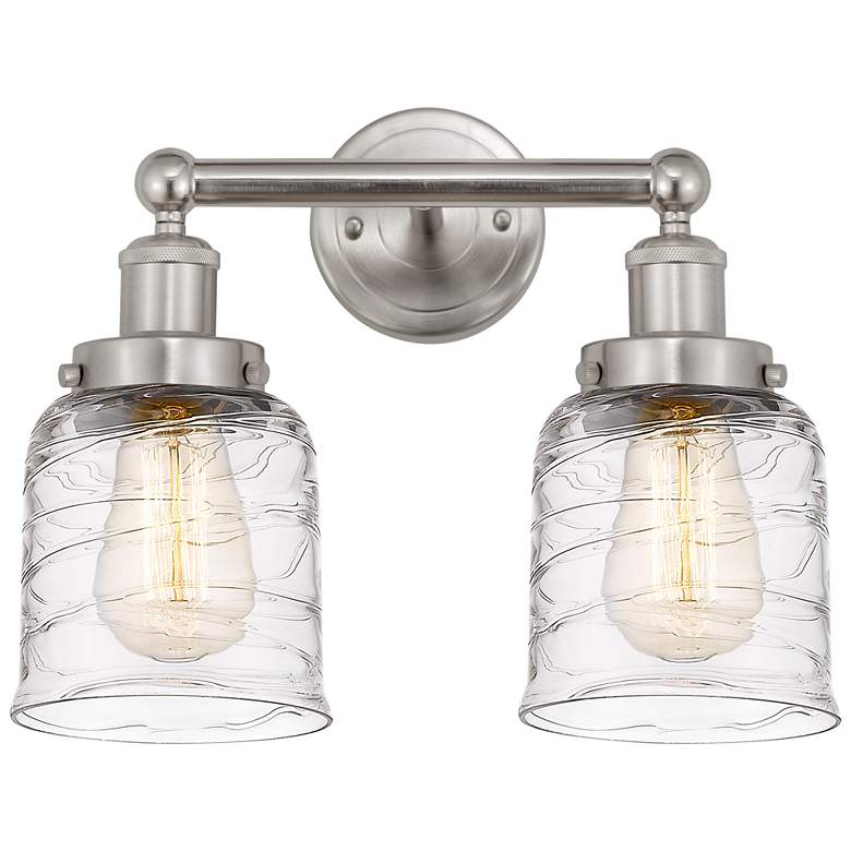 Image 1 Edison Small Bell 16" 2-Light Brushed Satin Nickel Bath Light w/ Deco