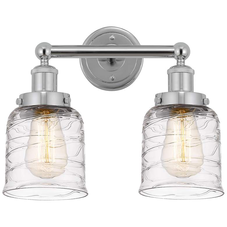 Image 1 Edison Small Bell 16 inch 2-Light Chrome Bath Light w/ Deco Swirl Shade