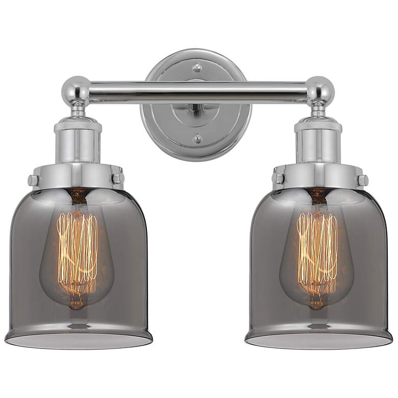 Image 1 Edison Small Bell 16" 2-Light Chrome Bath Light w/ Smoke Shade