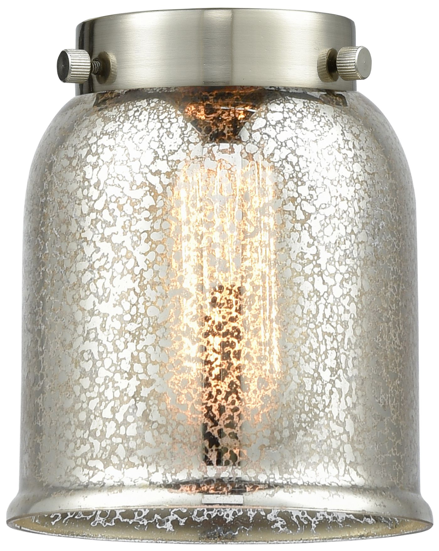 Image 4 Edison Small Bell 16" 2-Light Matte Black Bath Light w/ Mercury Shade more views