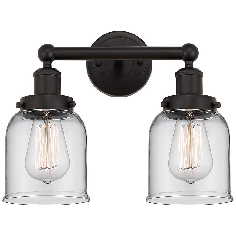 Image 1 Edison Small Bell 16" 2-Light Oil Rubbed Bronze Bath Light w/ Clear Sh