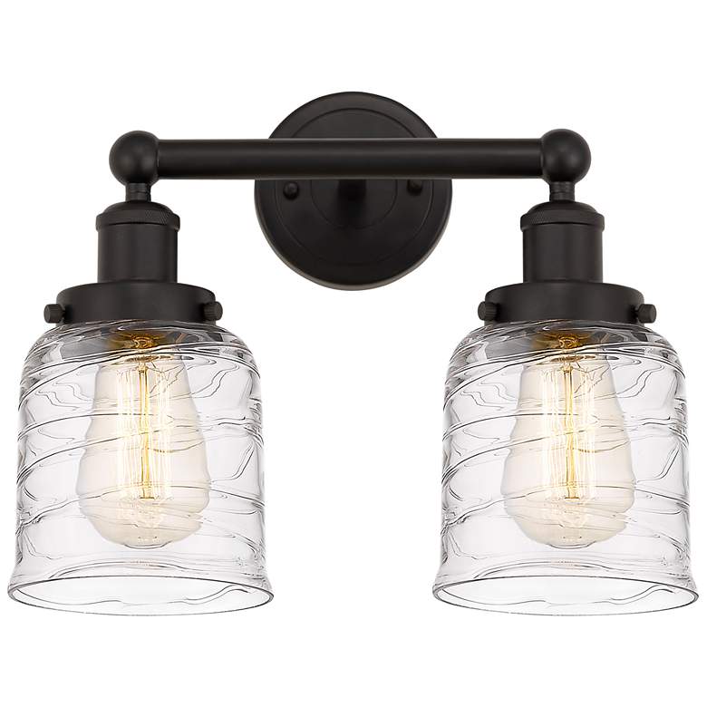 Image 1 Edison Small Bell 16" 2-Light Oil Rubbed Bronze Bath Light w/ Deco Sha