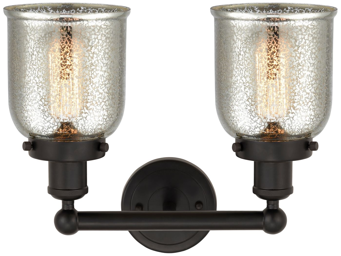 Image 2 Edison Small Bell 16" 2-Light Oil Rubbed Bronze Bath Light w/ Mercury  more views