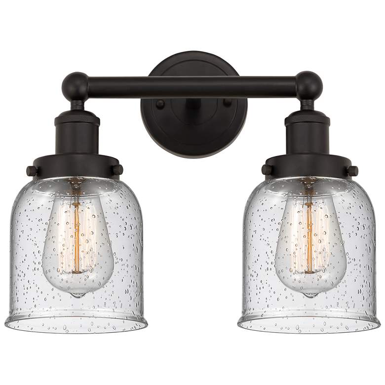 Image 1 Edison Small Bell 16" 2-Light Oil Rubbed Bronze Bath Light w/ Seedy Sh