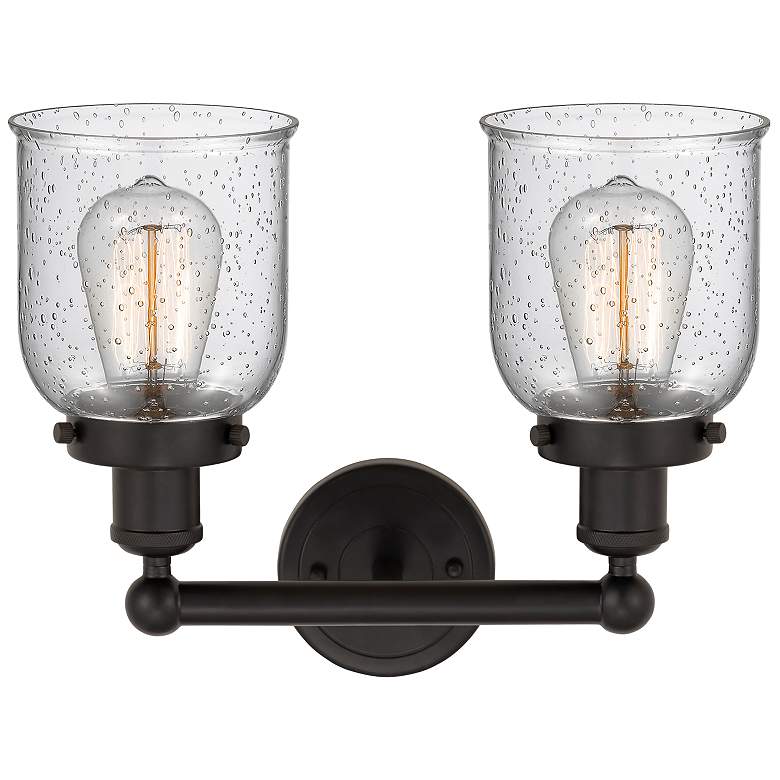 Image 2 Edison Small Bell 16" 2-Light Oil Rubbed Bronze Bath Light w/ Seedy Sh more views