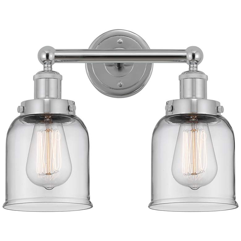 Image 1 Edison Small Bell 16" 2-Light Polished Chrome Bath Light w/ Clear Shad