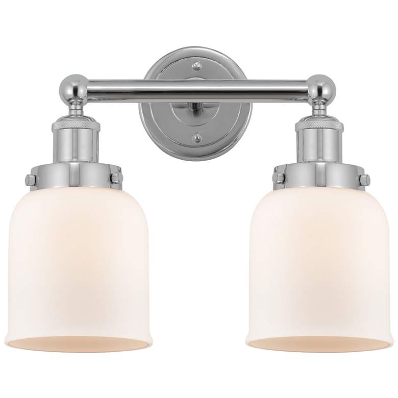 Image 1 Edison Small Bell 16" 2-Light Polished Chrome Bath Light w/ White Shad