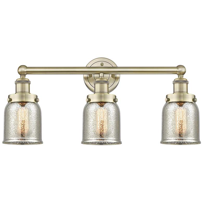 Image 1 Edison Small Bell 24.5"W 3 Light Antique Brass Bath Light w/ Mercury S