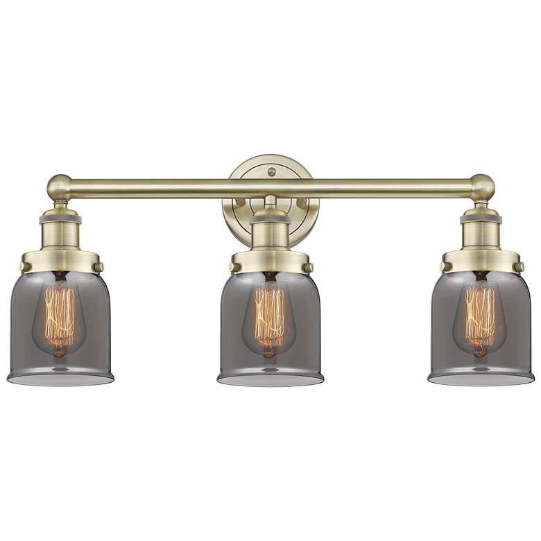 Image 1 Edison Small Bell 24.5"W 3 Light Antique Brass Bath Light With Smoke S