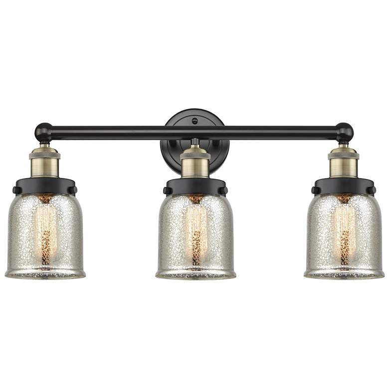 Image 1 Edison Small Bell 24.5"W 3 Light Black Brass Bath Light With Mercury S