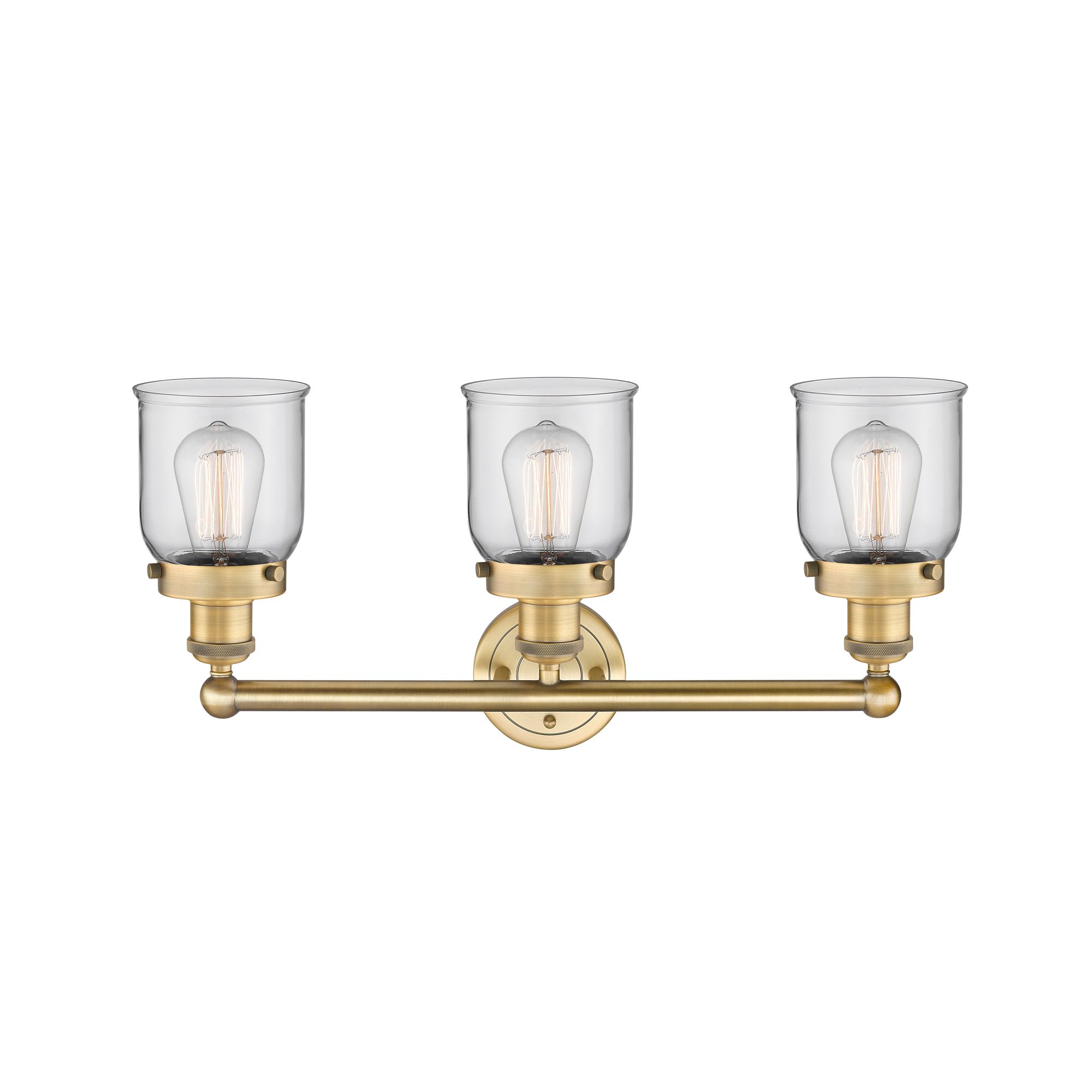 Image 2 Edison Small Bell 24.5"W 3 Light Brushed Brass Bath Light With Clear S more views