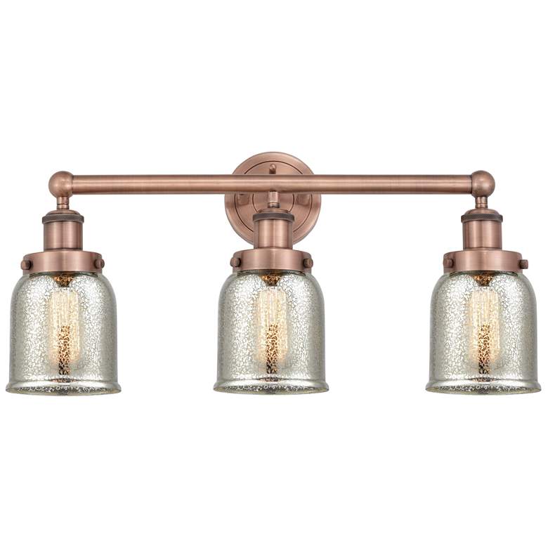 Image 1 Edison Small Bell 24.5"W 3 Light Copper Bath Light With Mercury Shade