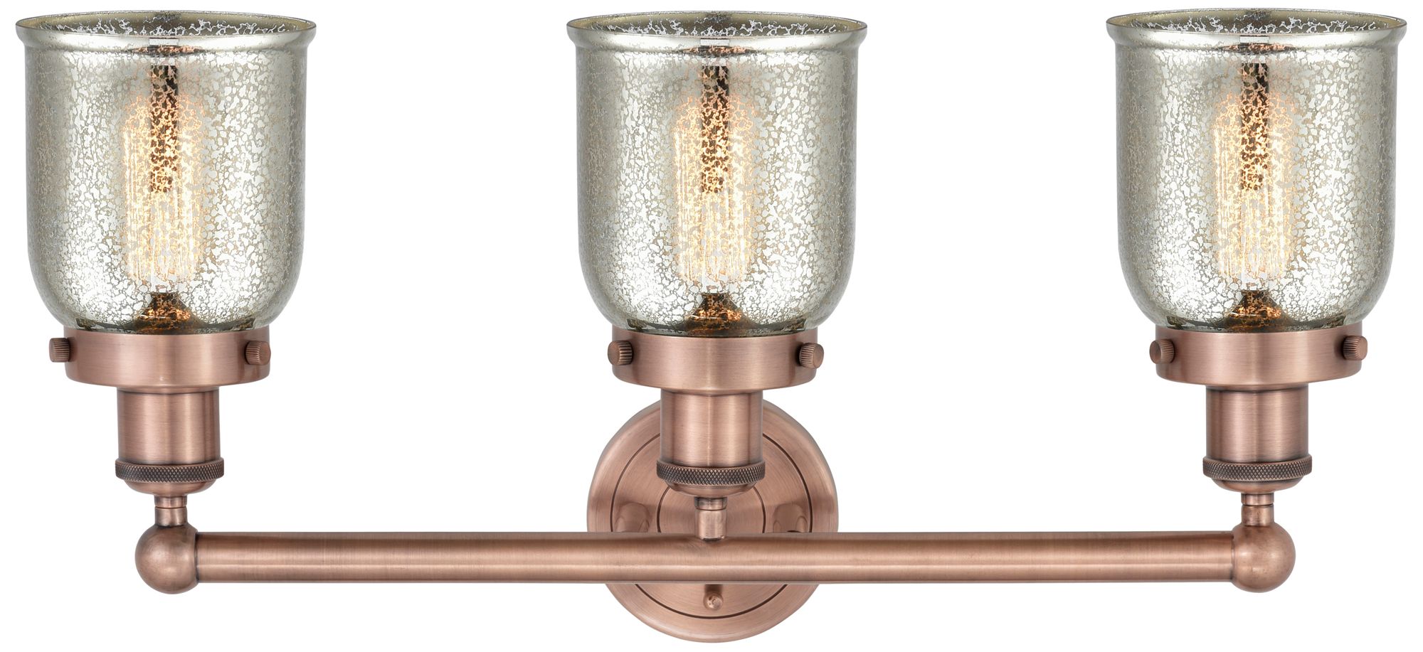 Image 2 Edison Small Bell 24.5"W 3 Light Copper Bath Light With Mercury Shade more views