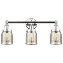 Edison Small Bell 24.5&quot;W 3 Light Nickel Bath Light w/ Mercury Shade