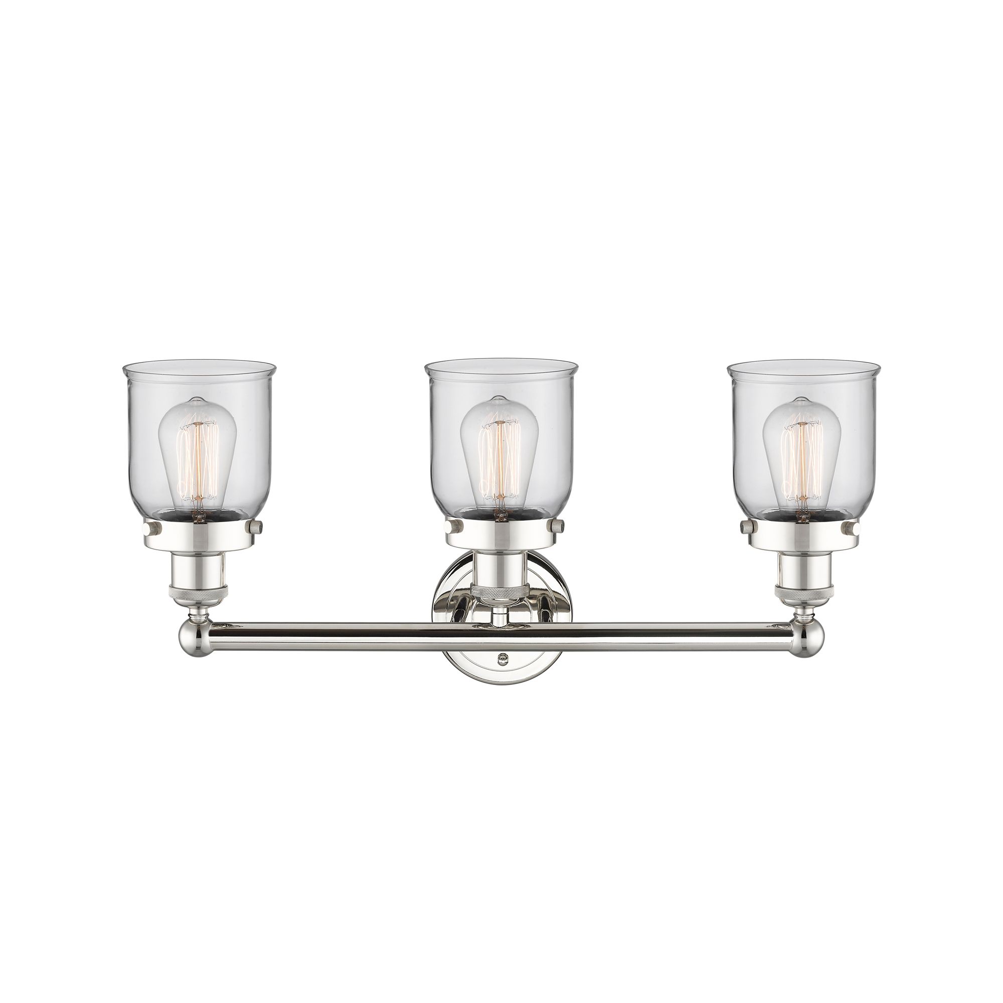 Image 2 Edison Small Bell 24.5"W 3 Light Polished Nickel Bath Light w/ Clear S more views