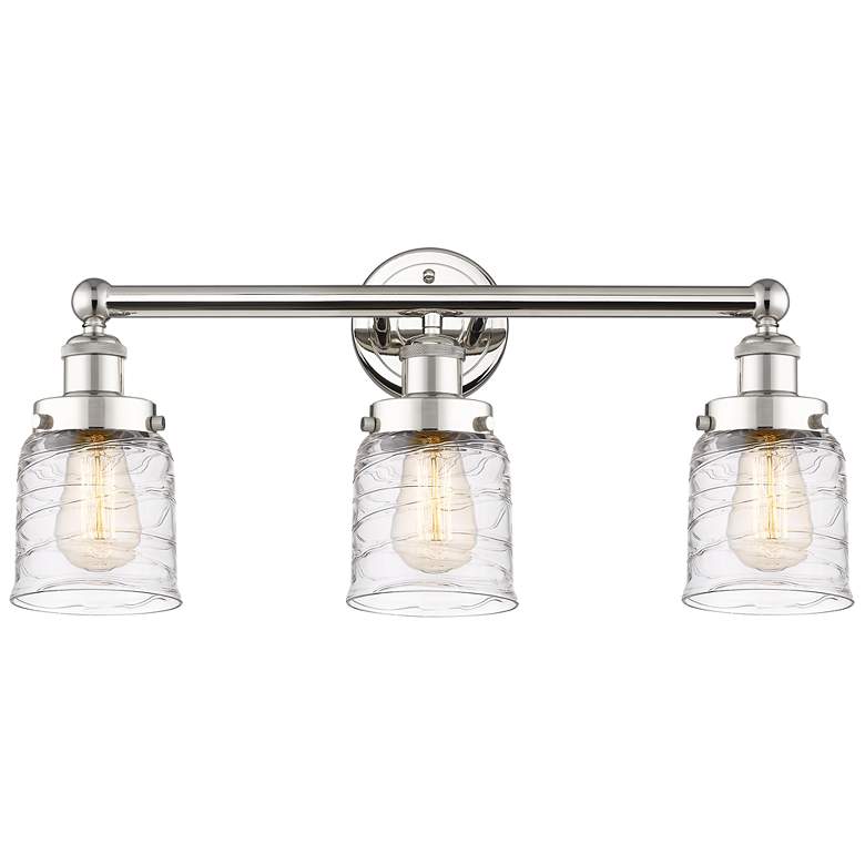Image 1 Edison Small Bell 24.5"W 3 Light Polished Nickel Bath Light w/ Swirl S