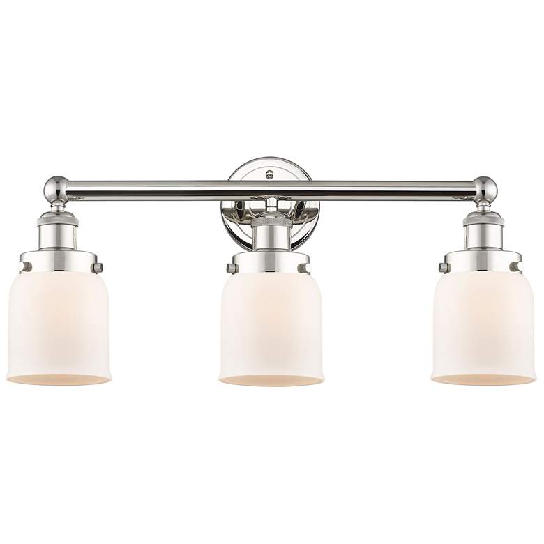Image 1 Edison Small Bell 24.5"W 3 Light Polished Nickel Bath Light w/ White S