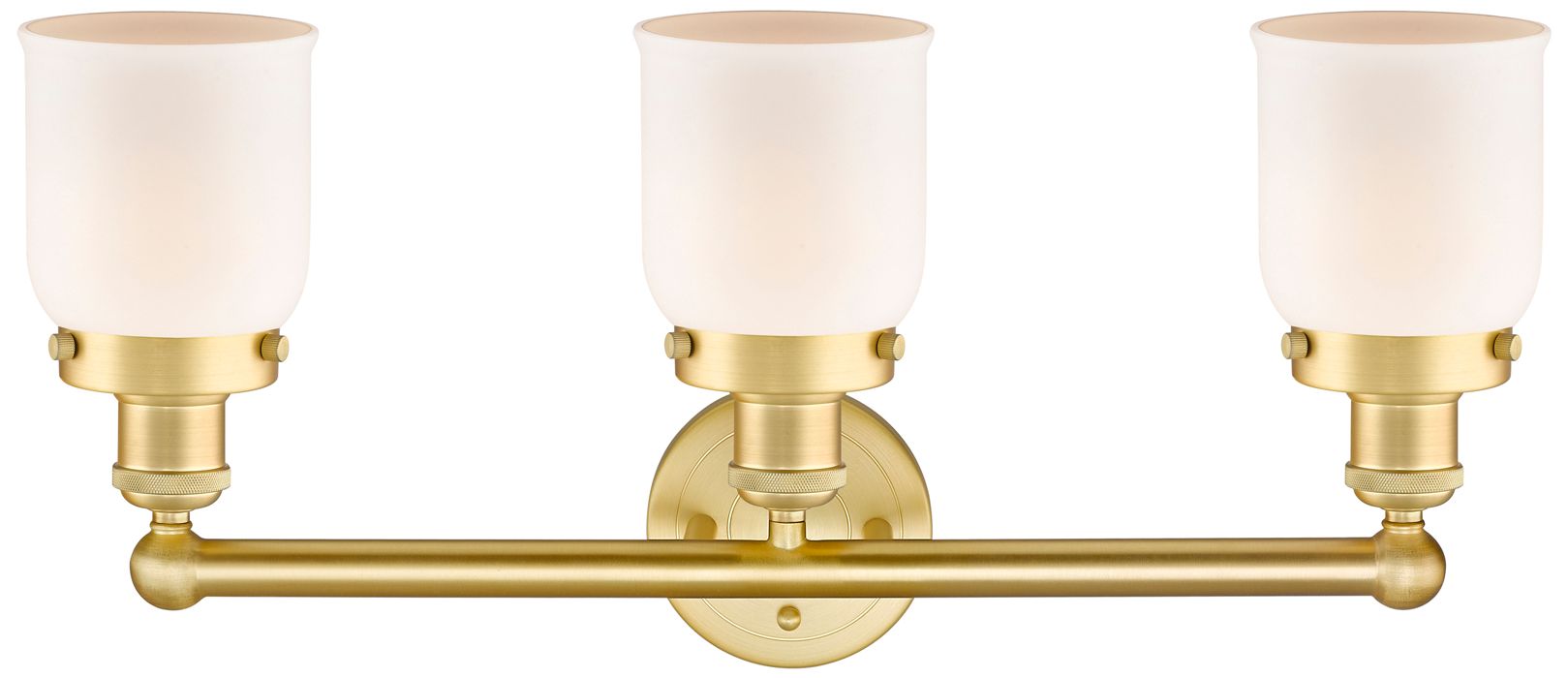 Image 2 Edison Small Bell 24.5"W 3 Light Satin Gold Bath Light White Shade more views