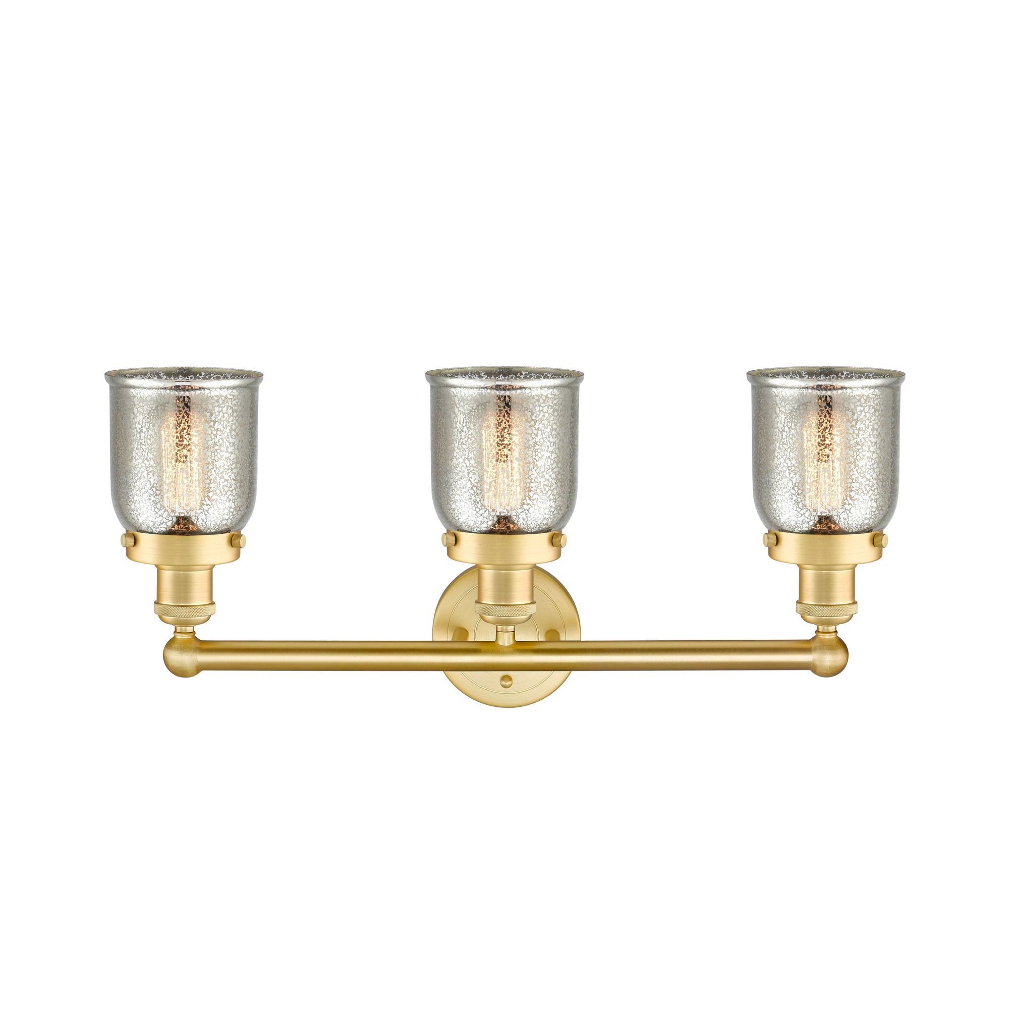 Image 2 Edison Small Bell 24.5"W 3 Light Satin Gold Bath Light With Mercury Sh more views