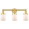 Edison Small Bell 24.5"W 3 Light Satin Gold Bath Light With White Shad