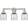 Edison Small Bell 25" 3-Light Brushed Nickel Bath Light w/ Clear Shade
